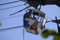 Koelner Seilbahn Gondel blieb haengen Koeln Linksrheinisch P137